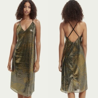 NWT $198 Scotch & Soda Sequin Slip Midi Dress Cocktail
