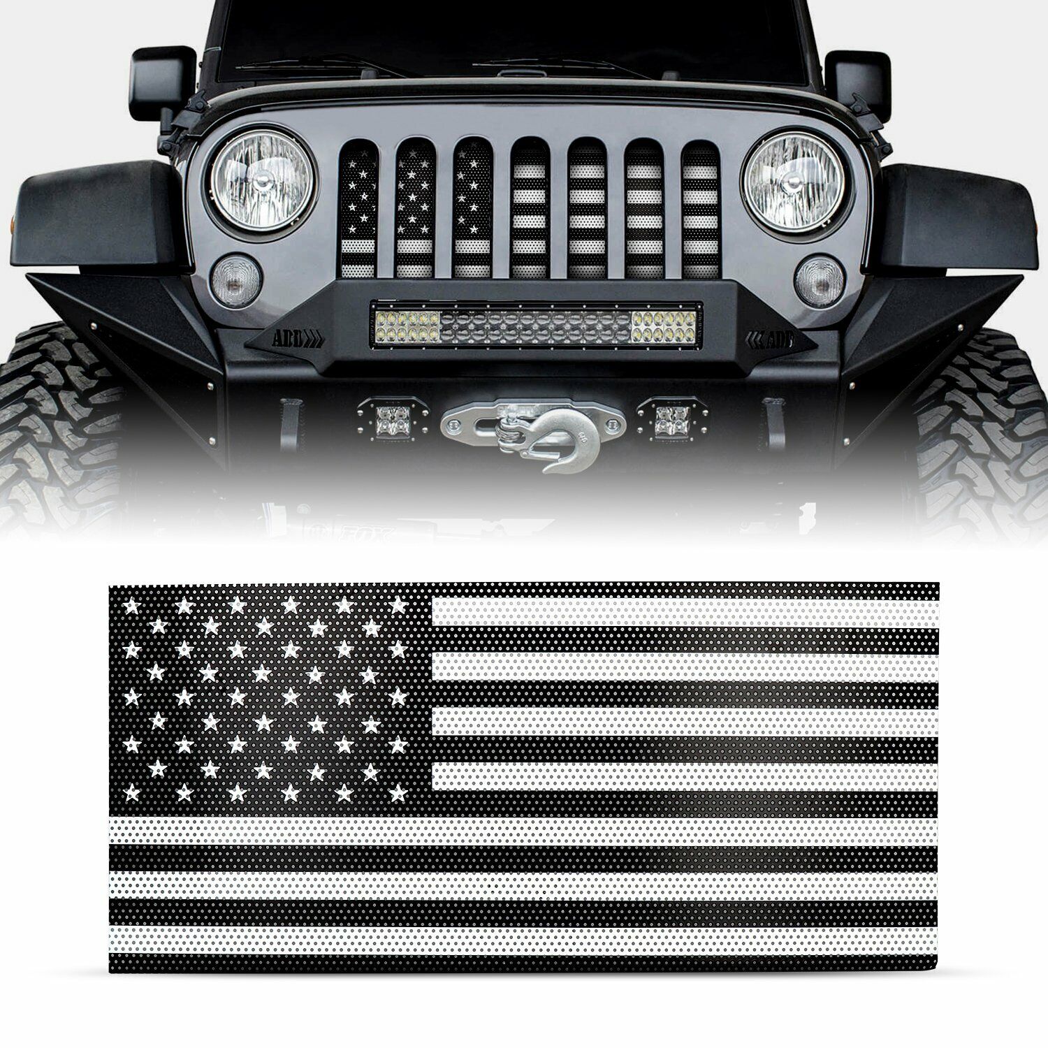 Front Grill Insert Mesh American Flag Grille for 2007-2018 Jeep Wrangler JL  | eBay