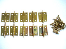 1/2" X 1-1/2" SOLID BRASS BUTT HINGES - 10 HINGES W/SCREWS - "NEW OLD STOCK"