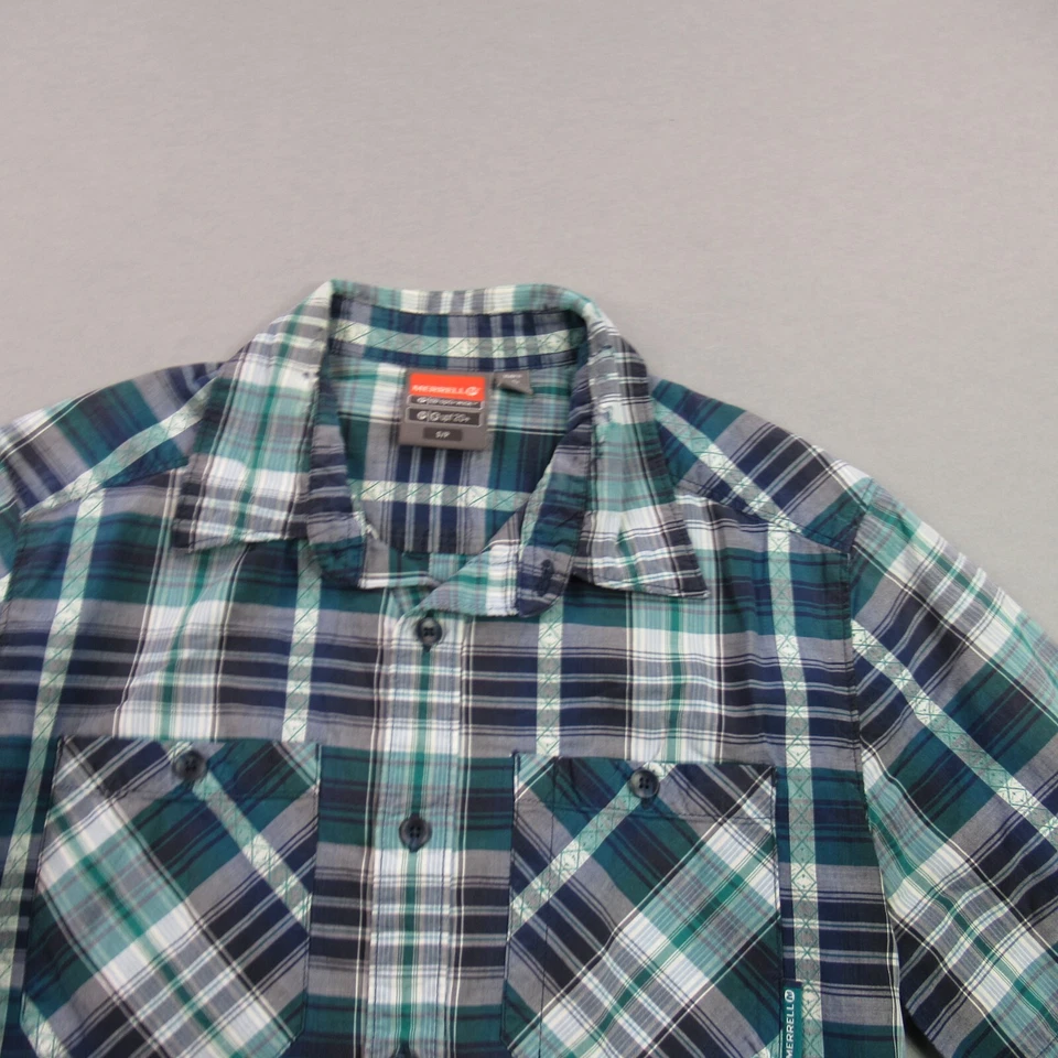 Merrell Shirt Mens Small Short Sleeve Button Front Lightweight Optiwick UPF - Image 2 of 4
