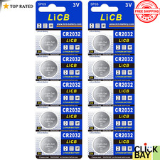 LiCB CR2032 3V Lithium Battery 10-Pack .