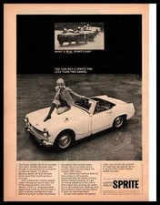 1966 Austin Healey Sprite 1100 cc Engine Mod Girl Race Care Drivers BMC Print Ad