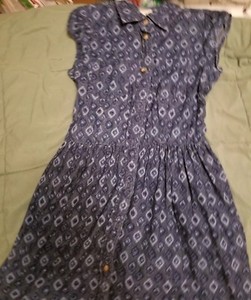 Arizona Jeans Girls Size 8 Demin Print Collared Dress Sleeveless  Button Up...
