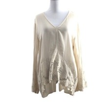 ASTR The Label Cream Lace V Neck Blouse Womens Medium Bell Long Sleeve