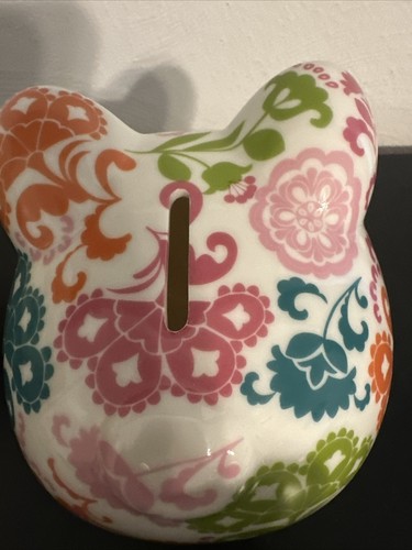 Vera Bradley Lilli Bell Ceramic Piggy Bank 4.5” X 5” X 4” Rare Colorful Bank - Picture 5 of 6