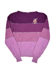 Vintage Mariea Kim Sweater Womens Small Purple Striped Floral Jumper Ombre
