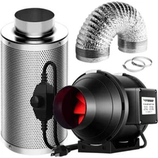 4 in. 190 CFM Inline Fan with Speed Controller, 4 in. Carbon Filter and 8 ft. of