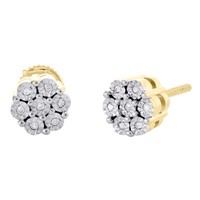 Sterlingsilber Rund Diamant Blume Set Ohrstecker 8Mm Wunder Ohrringe 1/7 Karat