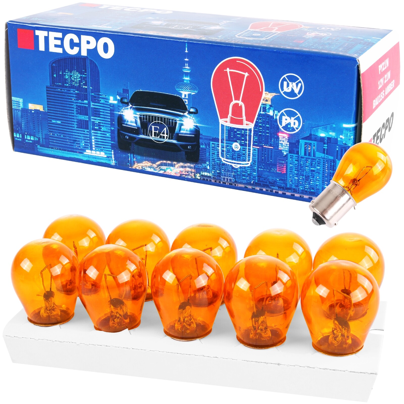10 Pezzi Lampada Alogena S25 PY21W BA15S 12V 21W Arancione Piedi Dritti M La1225 - Foto 8