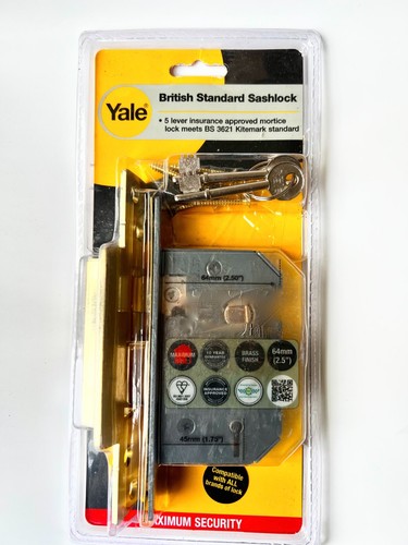 Yale 5 Lever 2.5 " 64 mm Maximum Security Mortice Sashlock Brass/Chrome PM56067 - Picture 10 of 18