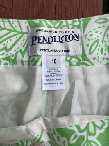 Pendleton's Green White Floral Pants Cropped Contemporary Women's Size 10 - Picture 4 of 4