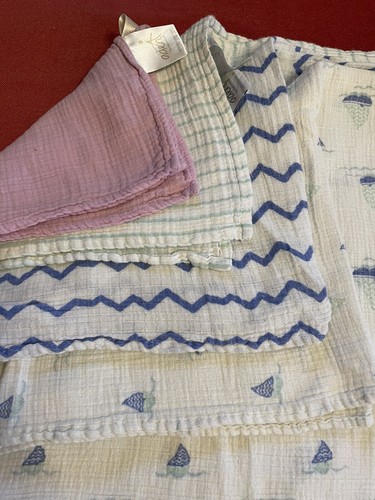 Aden & Anais 4 mantas de muselina para bebé verde lavanda azul blanco veleros - Imagen 6 de 7