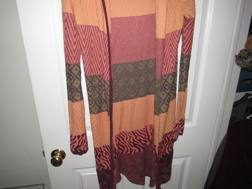 BKE BUCKLE Women's Medium Long Duster Sweater Hooded Open Front Cardigan - Picture 3 of 5