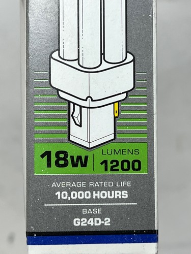 Satco 4100K 18-Watt 1200 Lumens G24D-2 Base T4 Quad 2-Pin Tube - Picture 2 of 3