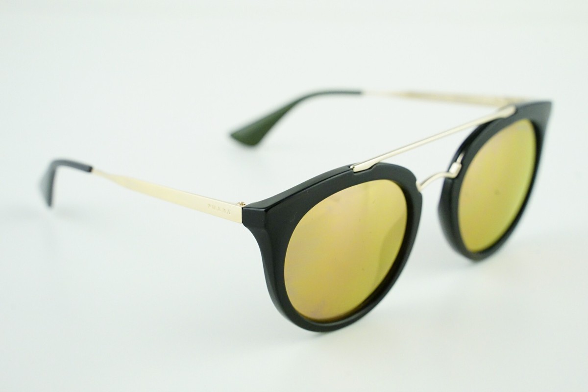 PRADA SPR 23S Polished Black Gold/Gold 24K Mirrored 52-22  display picture 1