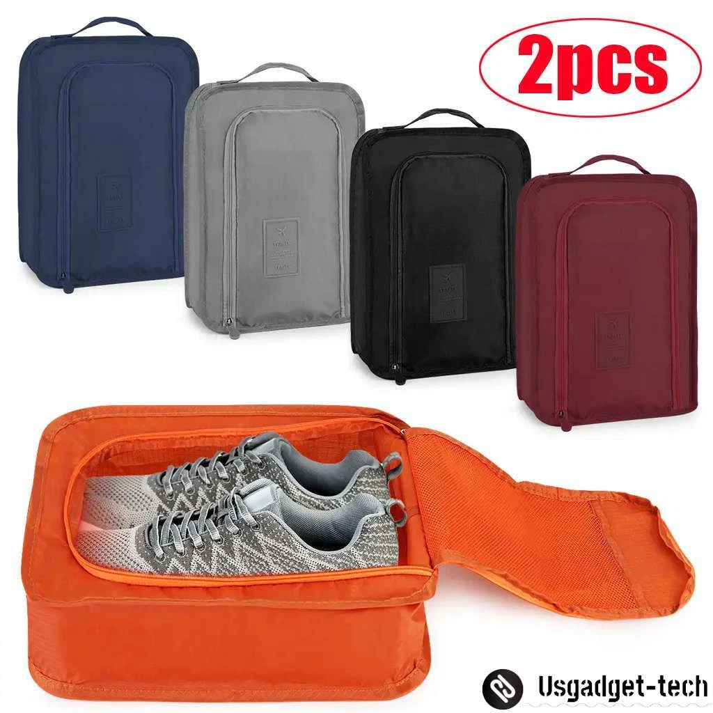 2x Travel Shoe Bags Zip Pouch Storage Organizer Waterproof Bag Shoes Case  Box US