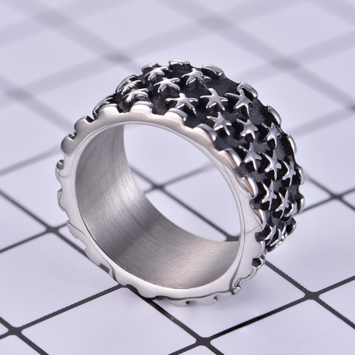 Anillo Estrella Rocky Vintage Para Hombre Estrella Acero Inoxidable Alianza de Boda Anillo Motociclista Punk - Imagen 3 de 5