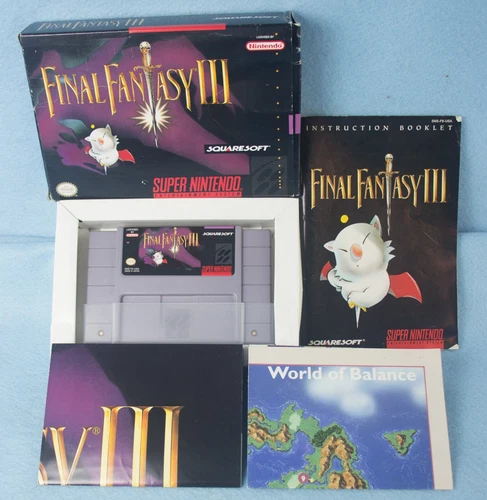 Final Fantasy III 3 Super Nintendo SNES CIB With Map, Poster,  Manual Tested