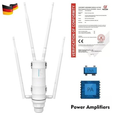 WAVLINK AC1200 Outdoor Dual Band WLAN Extender PoE, IP65, 3 Betriebsmodi, 4×7dBi