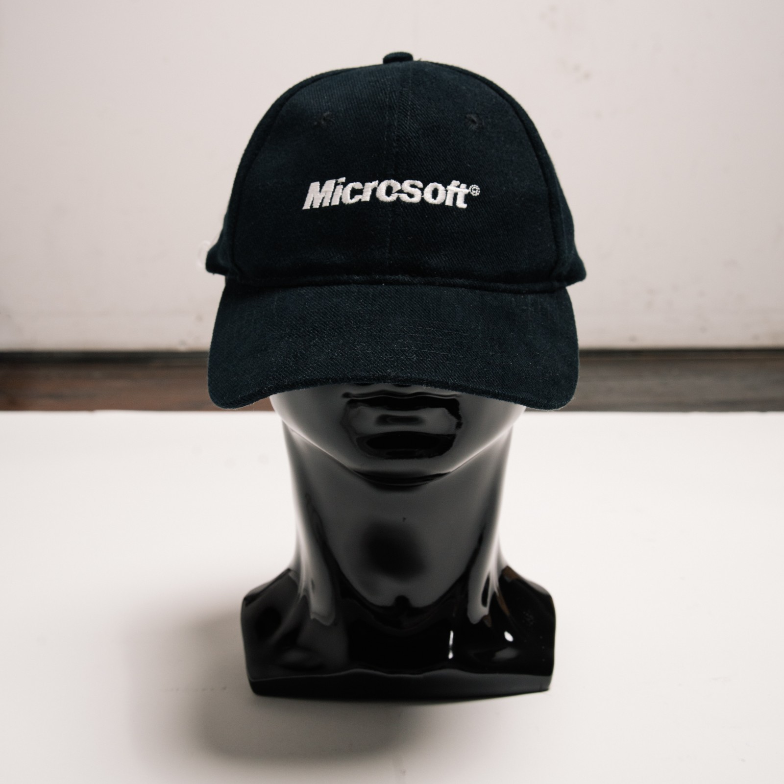 90s Vintage Microsoft Script Snapback Hat Black D… - image 2