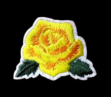 IRON ON PATCH APPLIQUE - yellow Rose Flower 2 1/2 x 2 inch FREE SHIPPING