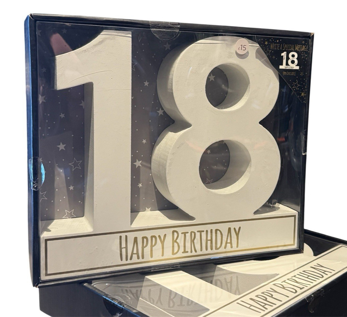 18th Birthday Wooden Birthday Signature Plaque Happy Gift Sign Pen included 23cm