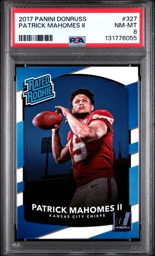 2017 PANINI DONRUSS #327 PATRICK MAHOMES II ROOKIE RC PSA 8