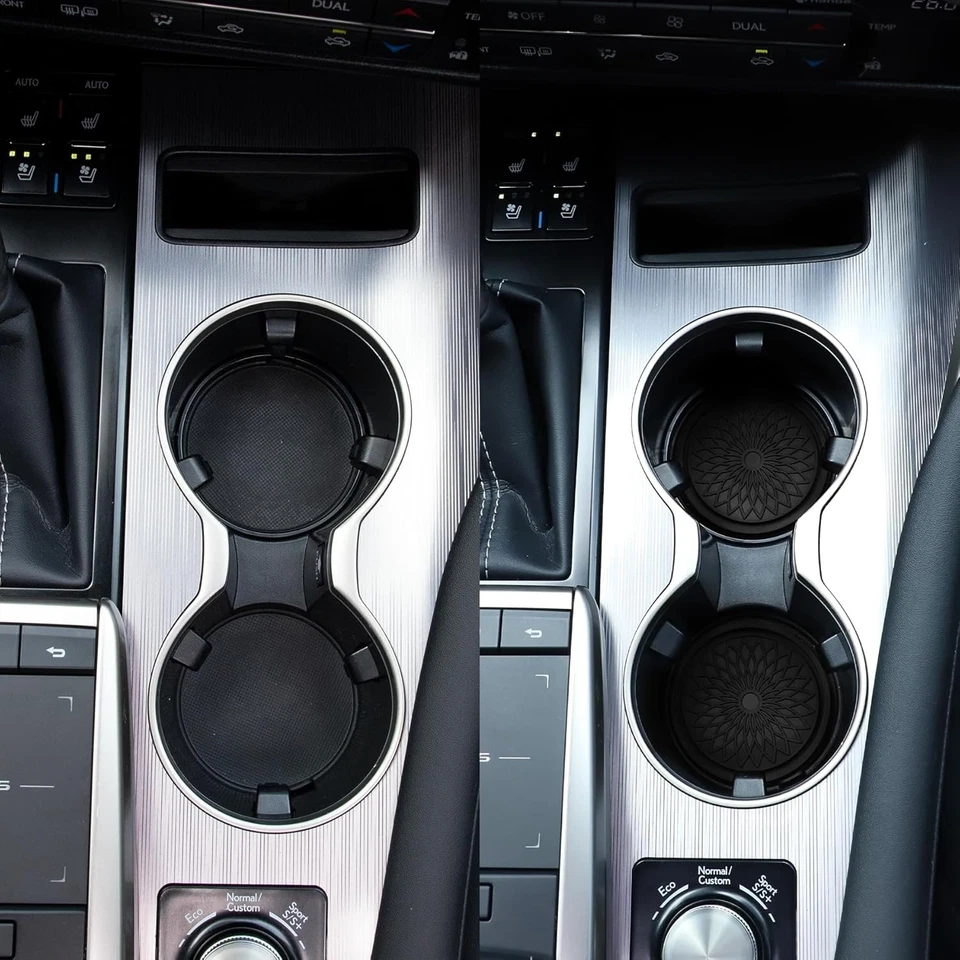 Paquete de 4 Portavasos Coche Negro, Universal Antideslizante, Posavasos Coche Bebidas PVC Suave Foto 3 de 4