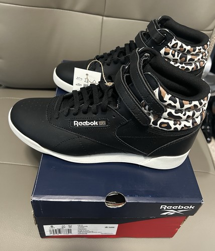 BNWB GRADE SCHOOL GIRLS REEBOK FREESTYLE HIGH LEOPARD & BLACK #HP6446 US SIZE 5 - Picture 8 of 24