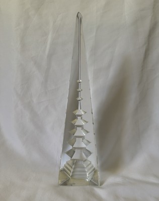 Large Crystal Pyramid Obelisk Art Glass Sculpture Pagoda Tower Japan 12''