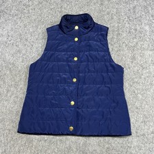 Michael Kors Vest Womens Medium Blue Quilted Snap Front Stand Collar Puffer