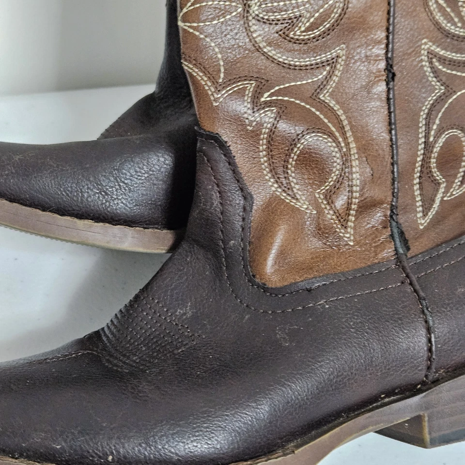 Botas vaqueras Roper Little Kids Western niños 2 dos tonos marrón bordado en muy buen estado Foto 3 de 4