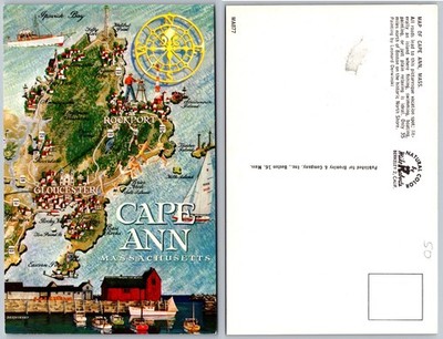 Cape Ann Massachusetts Map Postcard