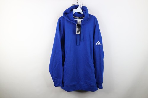 Deadstock Y2K Adidas Mens Size XL Spell Out Hoodie Sweatshirt Royal Blue