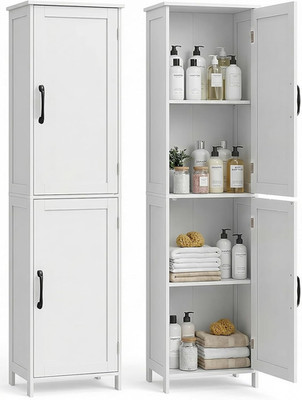 Tall Bathroom Storage Cabinet, Freestanding Bathroom Cabinet with 2 Doors & Adju