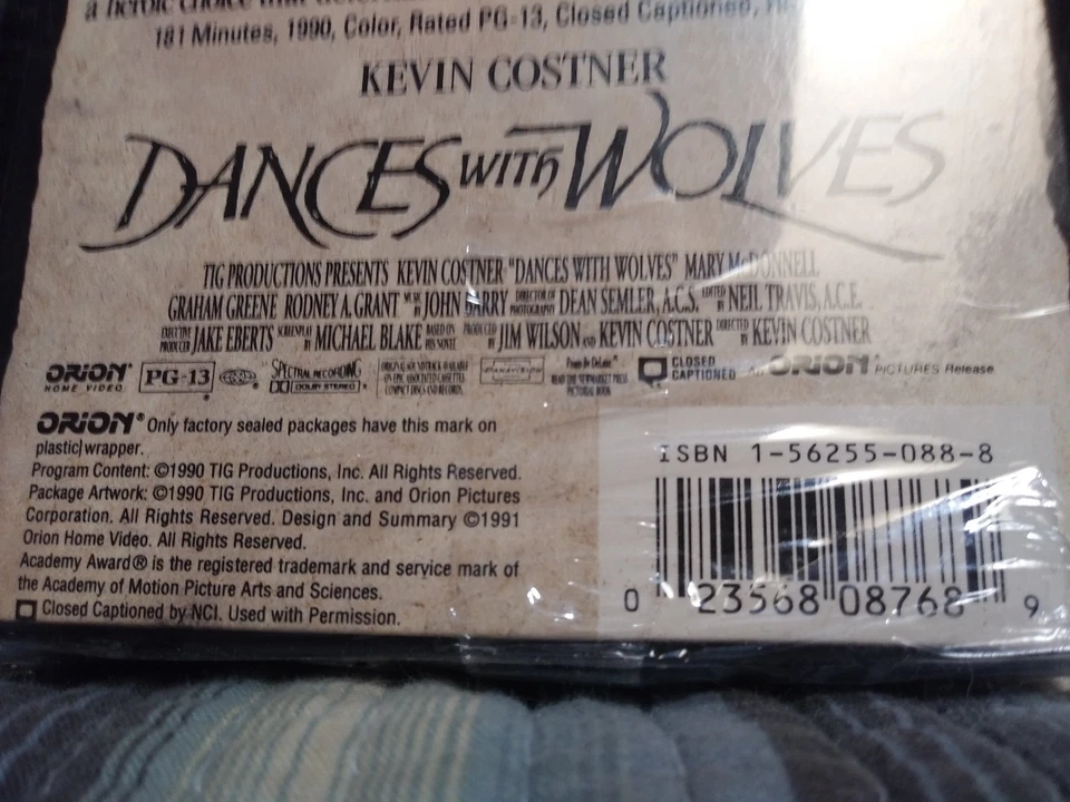 DANCES WITH WOLVES VHS KEVIN COSTNER 8768 GRAHAM GREENE EXCELLENT CONDITION 1990 - Image 3 of 4