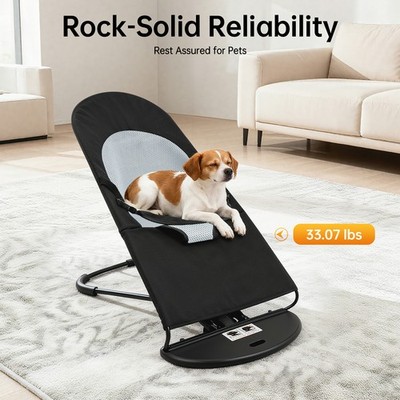 Dog Rocking Bed Pet Bouncy Chair Cat Indoor Lounge Washable Black Mesh Pet Toys