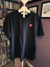 Comme De Garçons - Play Men’s Black T-Shirt with Red Heart, Size XXL