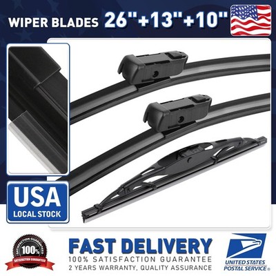 Top Lock Bracketless Windshield Wiper Blades Front+Rear Set of 26in+13in+10in