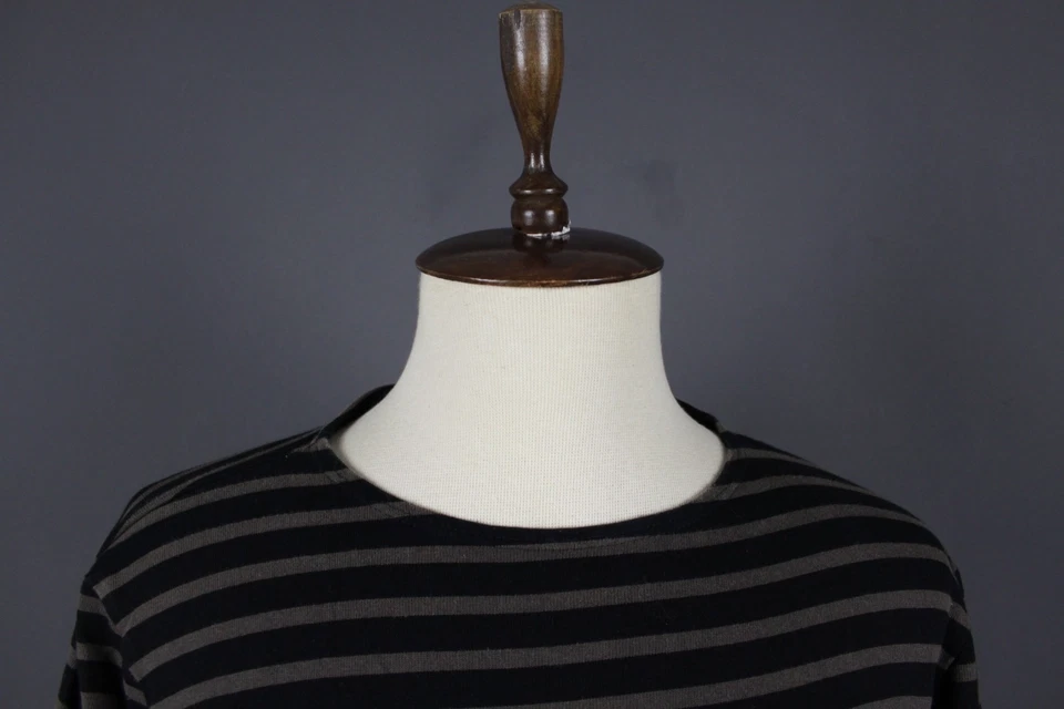 Suéter de malha Saint James listrado preto e marrom gola redonda manga longa tamanho G - Imagem 2 de 4