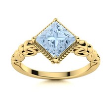 925 Sterling Silver Aquamarine Gemstone Sister Solitaire Throat Chakra Ring