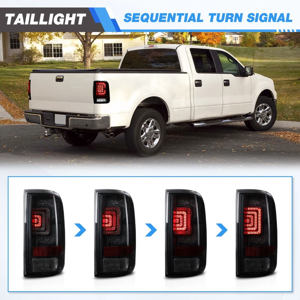 Pairs Clear Lens LED Sequential Tail Lights Fit 2004-2008 Ford F150 Styleside - Image 2 of 4