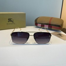 Authentic Burberry Monogram Lens Sunglasses Gold Frame Navigator