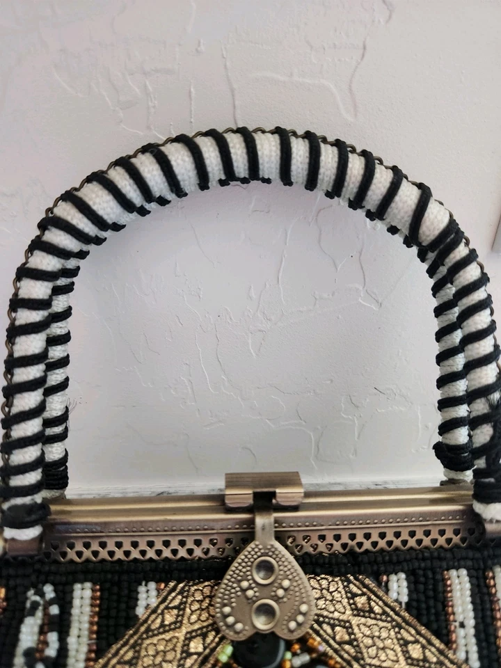 Bolsa versátil vintage Coldwater Creek zebra frisada corrente tiracolo destacável  - Imagem 3 de 4