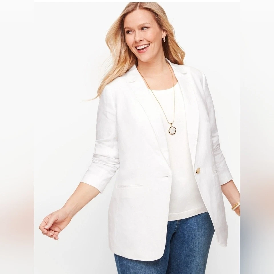 Talbots Classic Linen Blazer - White Classic Woman Size 22W - Image 2 of 4