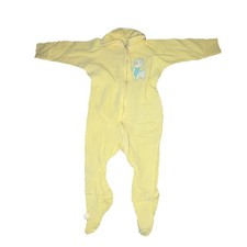 Vintage 1980  s Gerber Yellow Waffle Knit Footed Dino Sleeper 3-6 Mos Unisex Baby