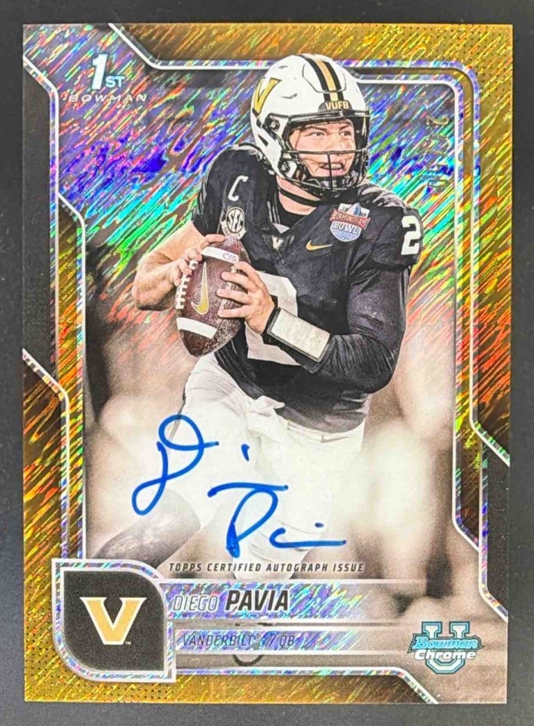 2025 Bowman Chrome University Diego Pavia Auto Gold Shimmer /50 #BCA-DPA