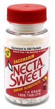 Necta Sweet Saccharin Sugar Substitute 1/4 Grain 1000 Tablets