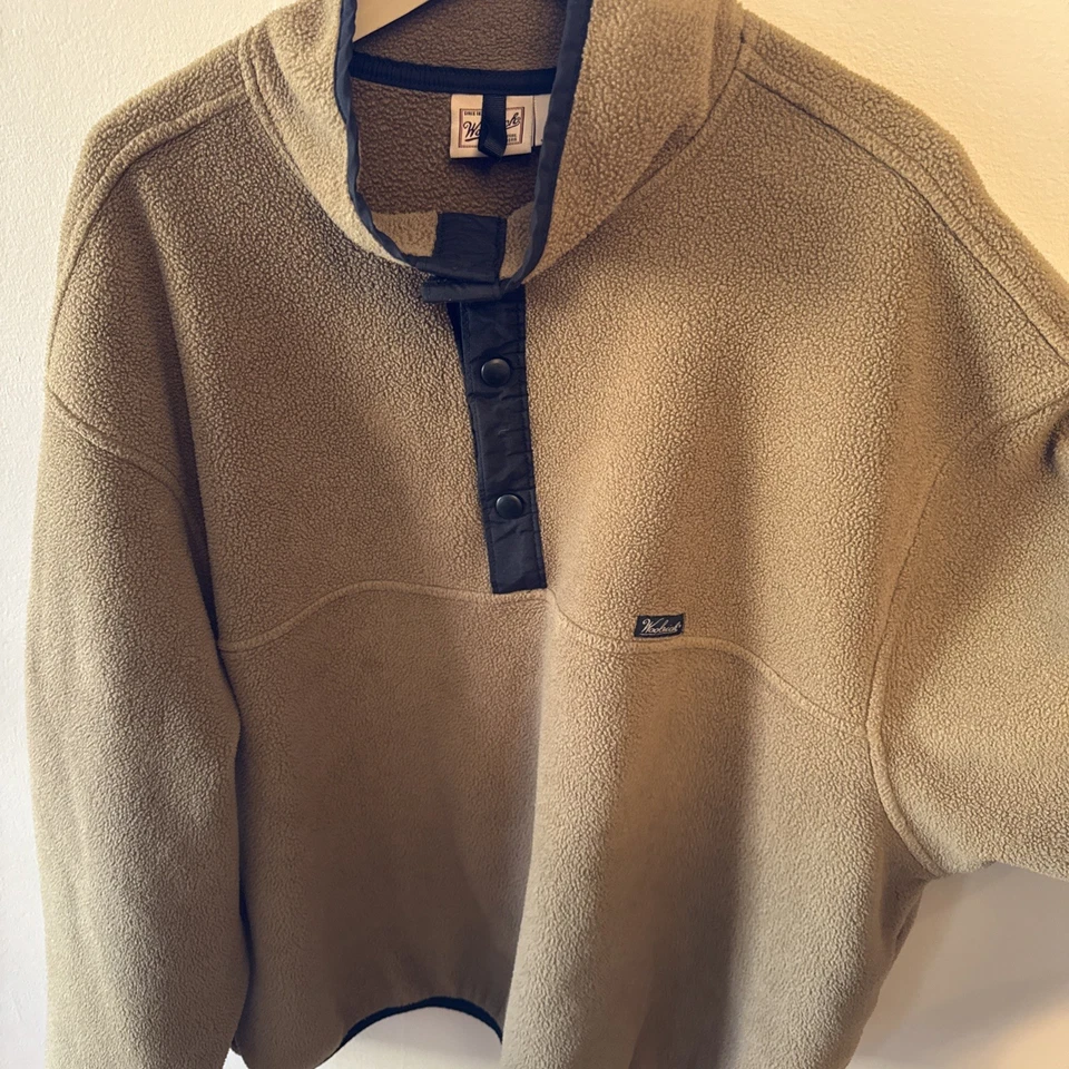 Woolrich Men’s Fleece 1/4 Snap Polartec Fleece XL Olive Green & Black Trim - Image 2 of 4