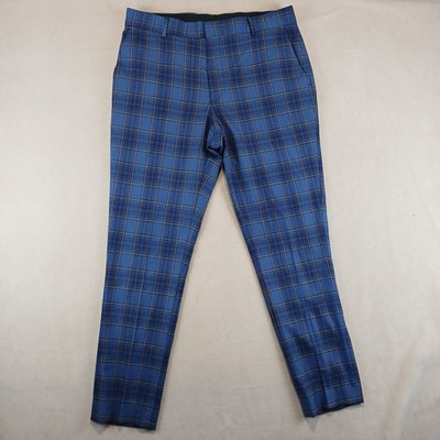Topman 32x28 Mens Pants Trousers Slacks Plaid Slim London